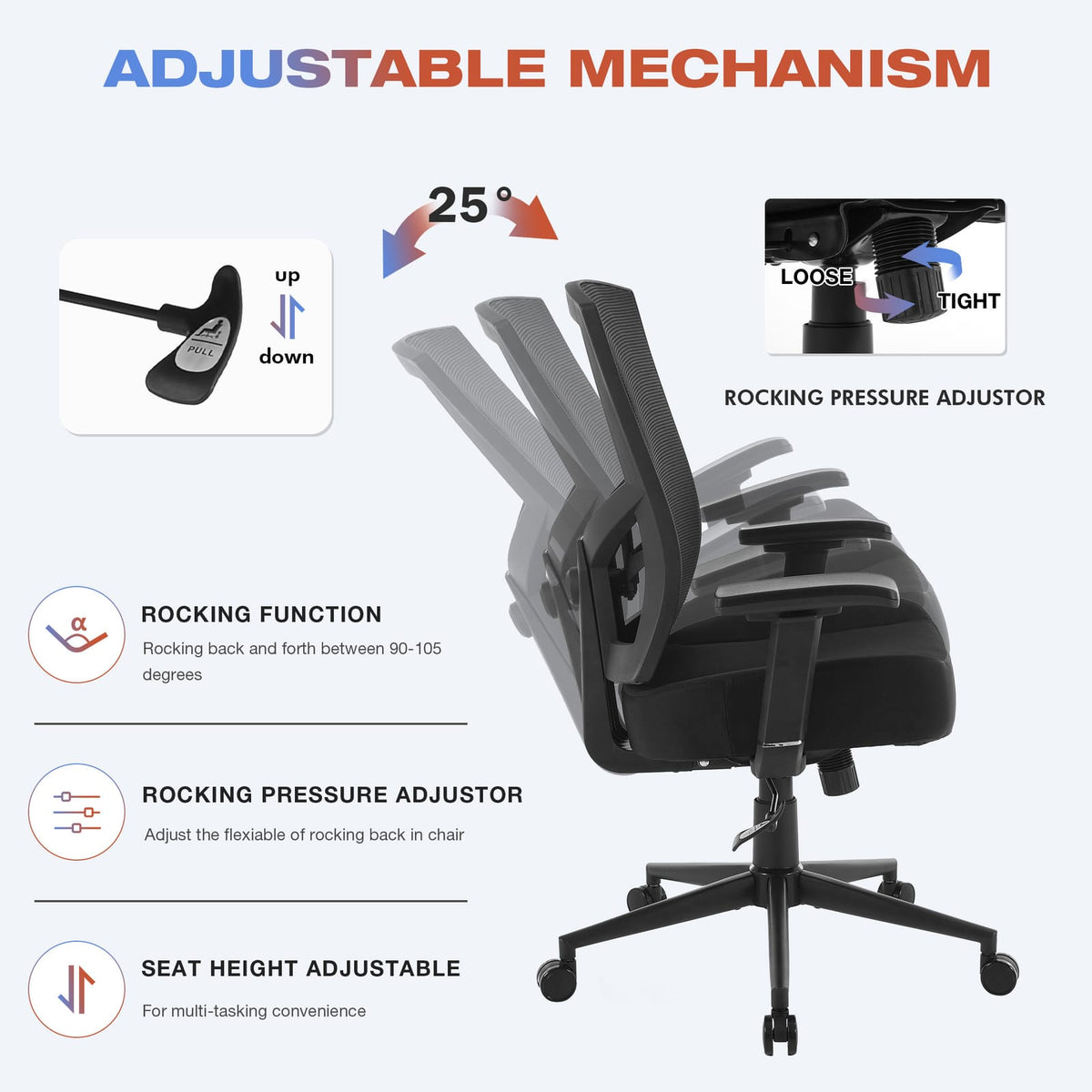 Big & Tall Mesh Office Chair - 600lbs Capacity, Lumbar Support