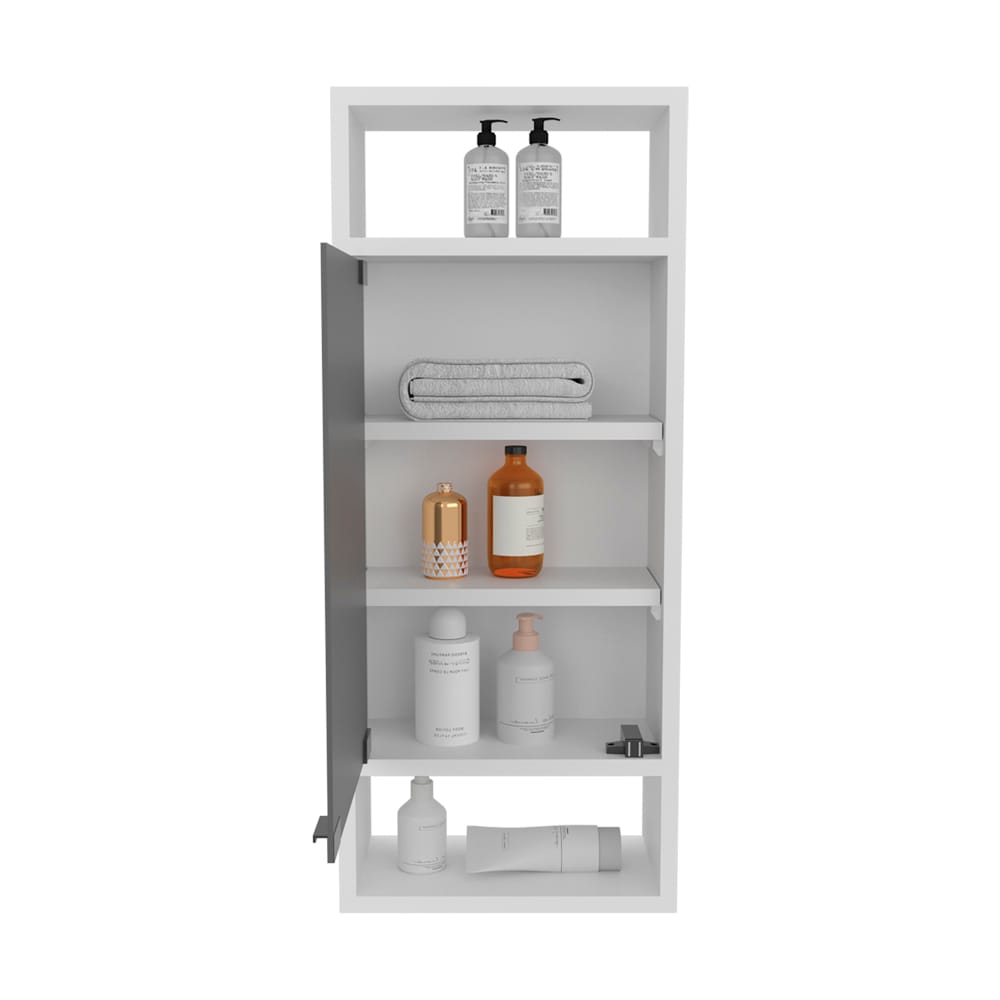 White Mirrored Bathroom Storage Cabinet - 11.8"W