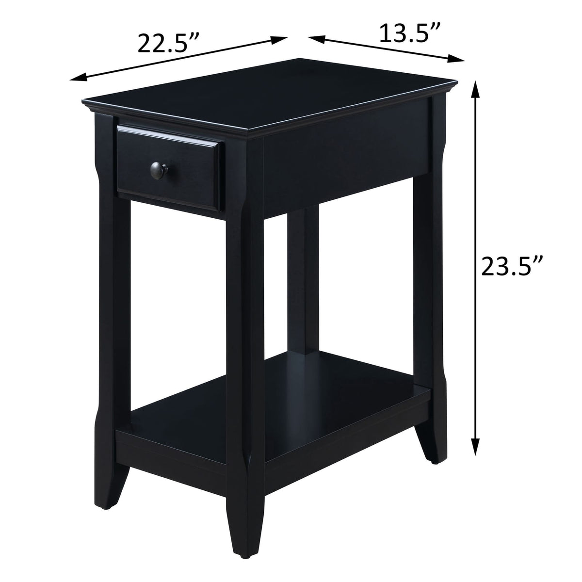 Black Rectangular Accent Table with Storage for Living Room