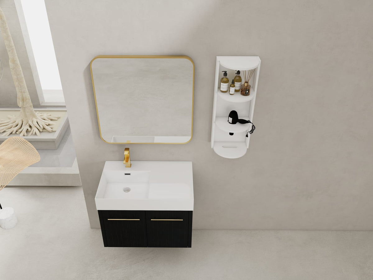 30 Inch Black Chestnut Bathroom Vanity with Sink & Storage - KD Package