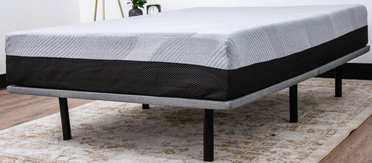 Upholstered Queen Platform Bed - Black Gray Frame for Bedroom