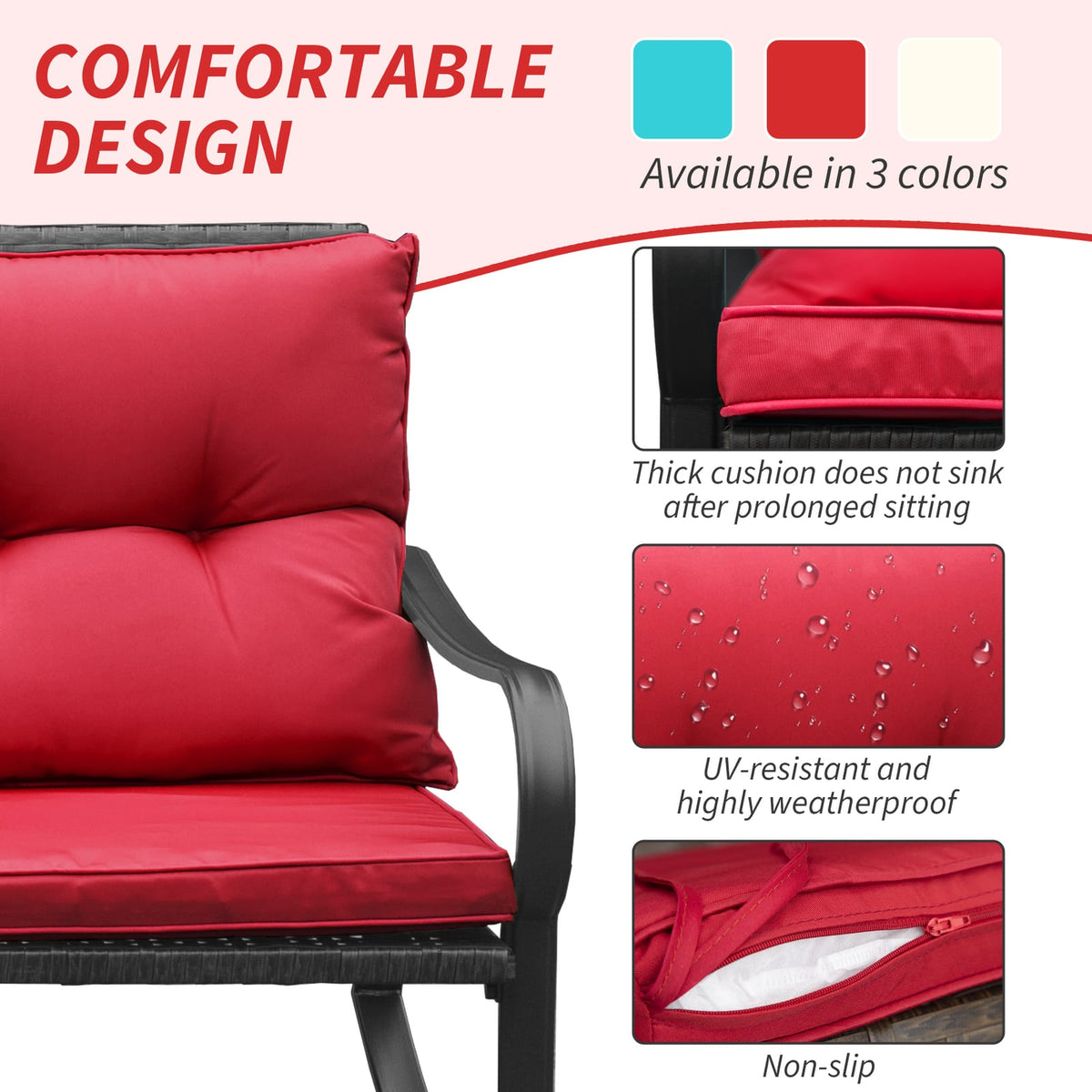 Red Metal Patio Rocking Seating Group - 2 Person Set