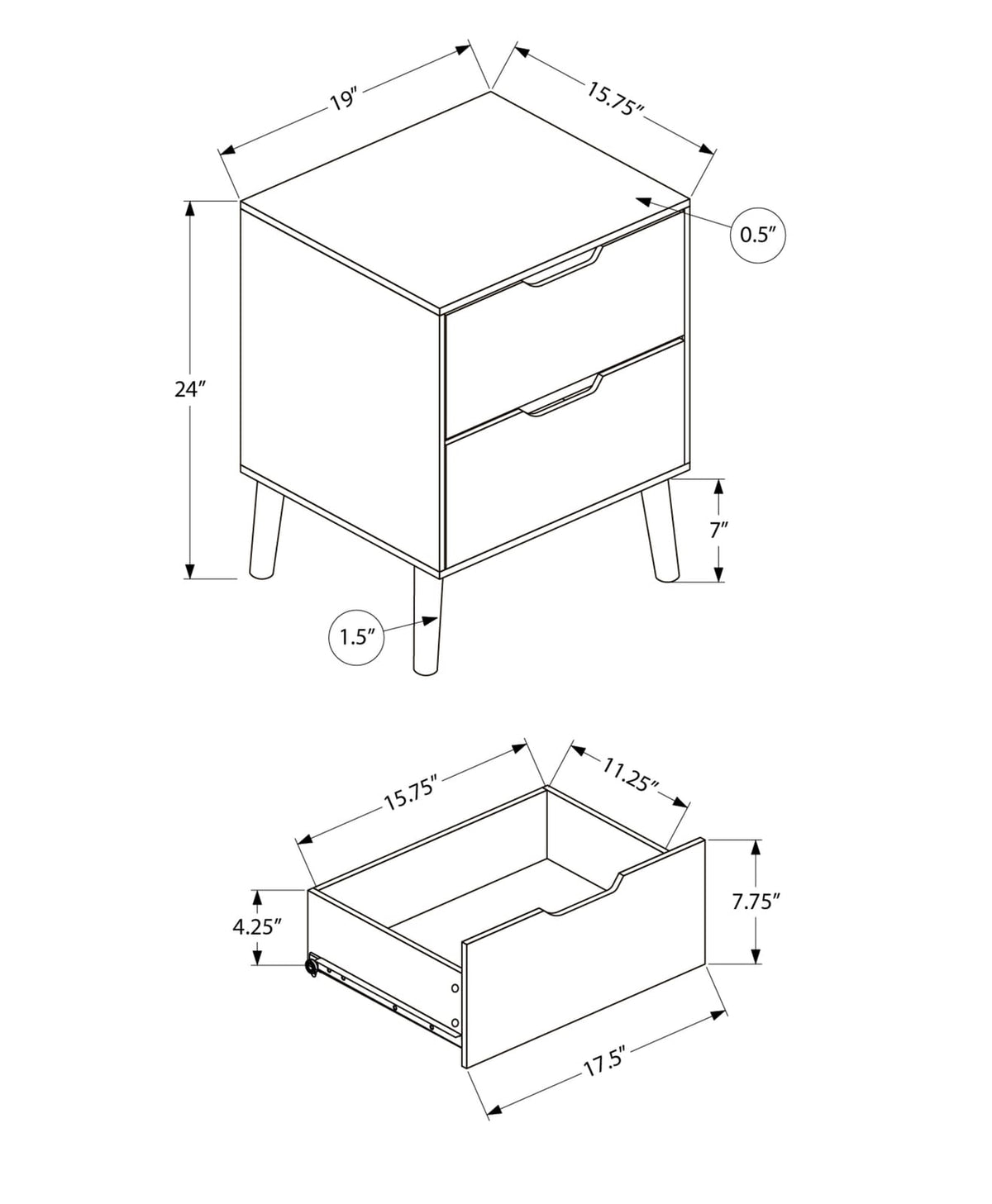 Brown Accent Table with Storage Drawers - Modern Side Table