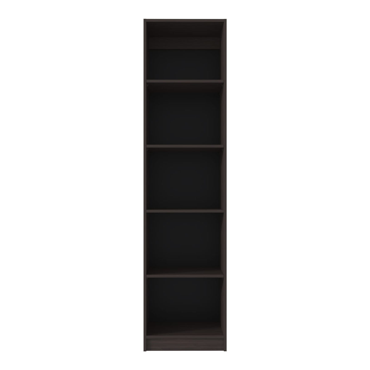 Walnut 5 Shelf Bookcase - Narrow Display Shelving for Living Room