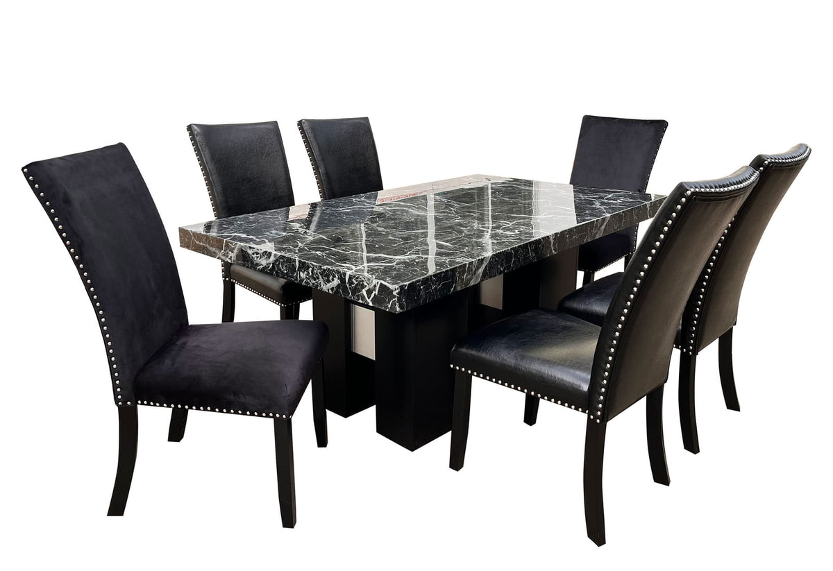 Modern Black Dining Table for Dining Room Seating 6
