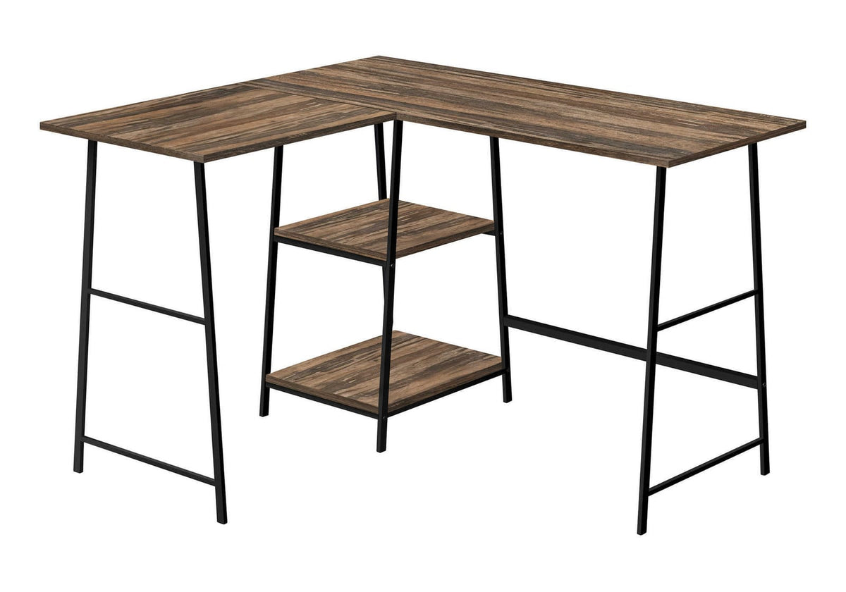Brown Corner Computer Desk with Shelves - 48" L