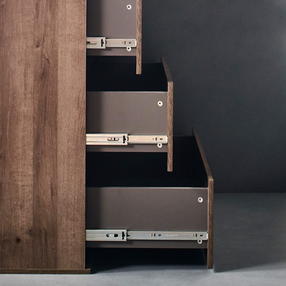 Brown Melamine Four Drawer Chest with Soft Closing Slides for Bedroom