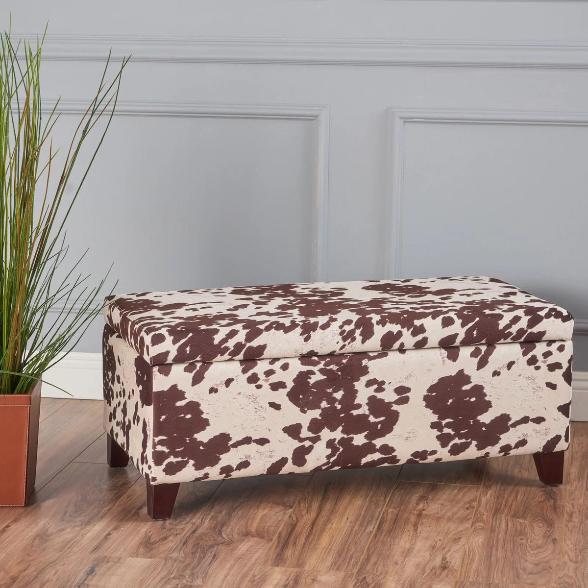 Storage Ottoman - Brown Multi Fabric for Living Room