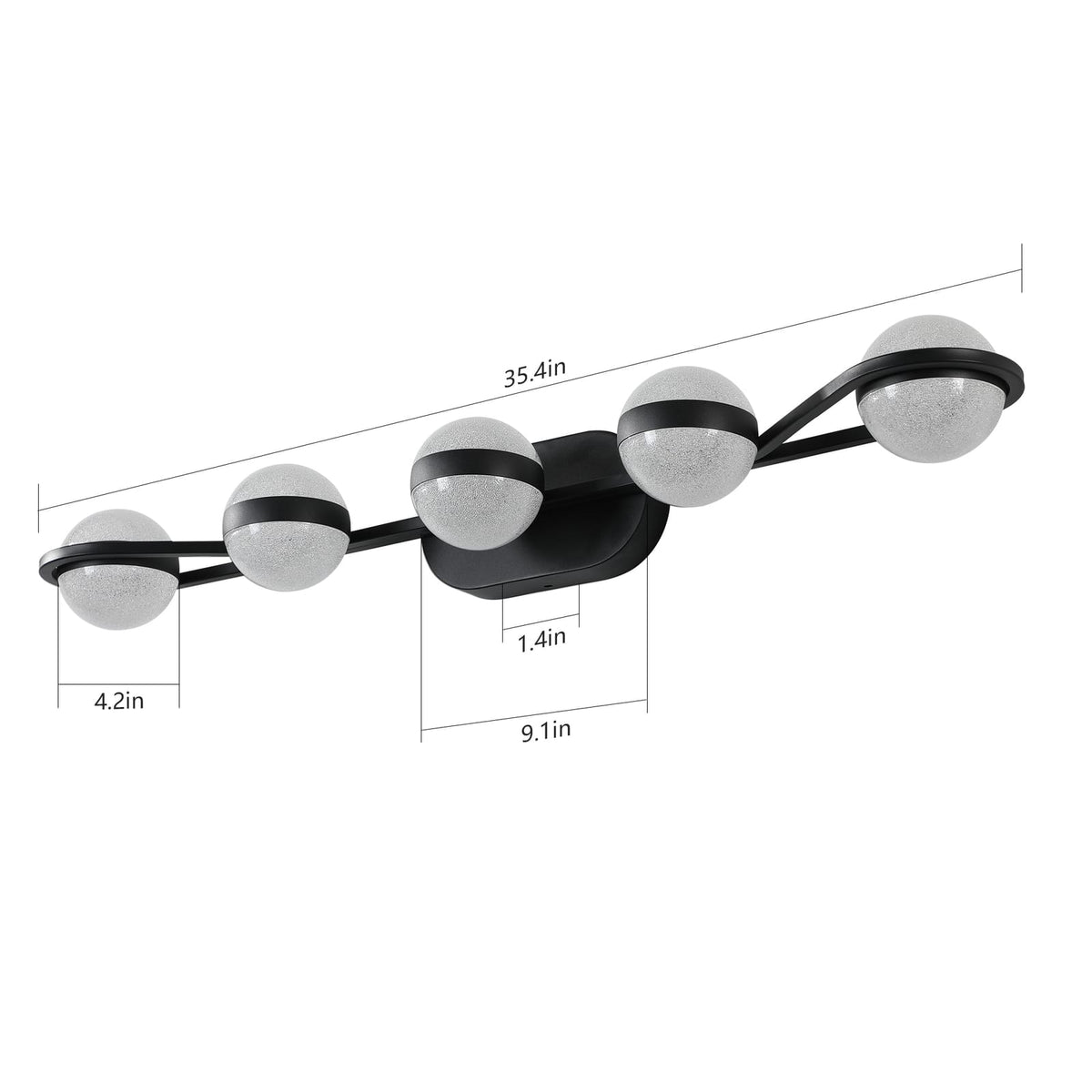 Black 5 Light Bathroom Vanity Lighting Fixture