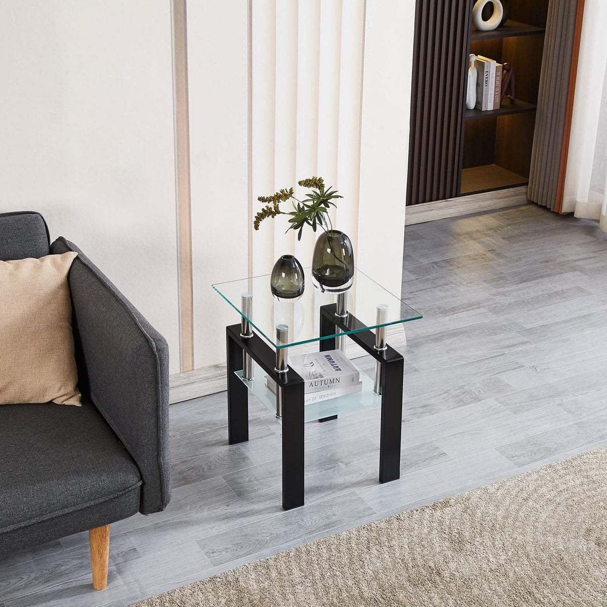 Small Clear Tempered Glass Table - Living Room End Table