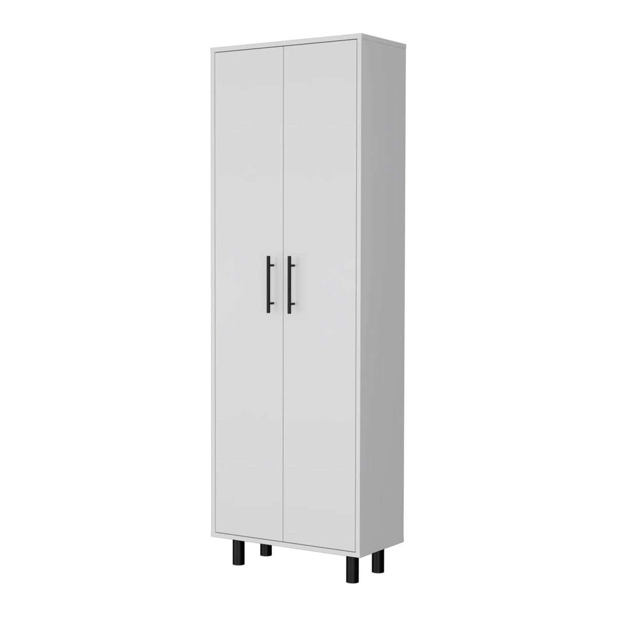 White Kitchen Island with 5 Shelves - Storage Cabinet