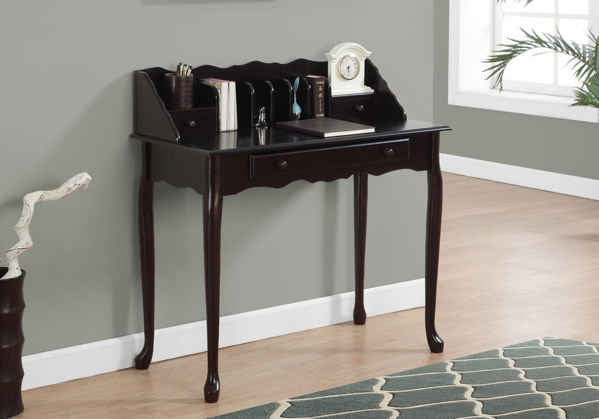 36 Inch Cherry Wood Secretary Desk with Storage Drawers