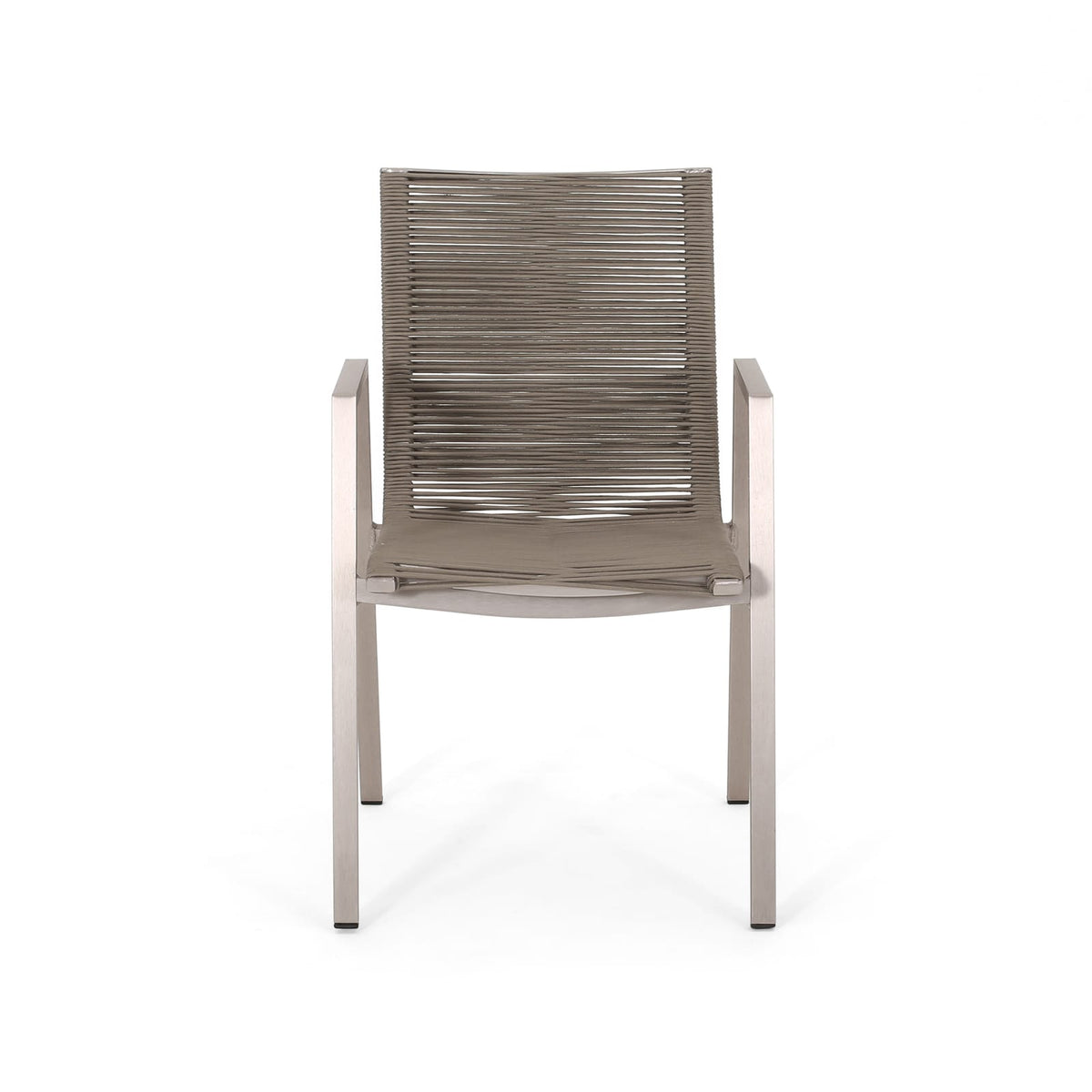 Modern Aluminum Patio Chairs - Taupe Rope Seat (Set of 2)