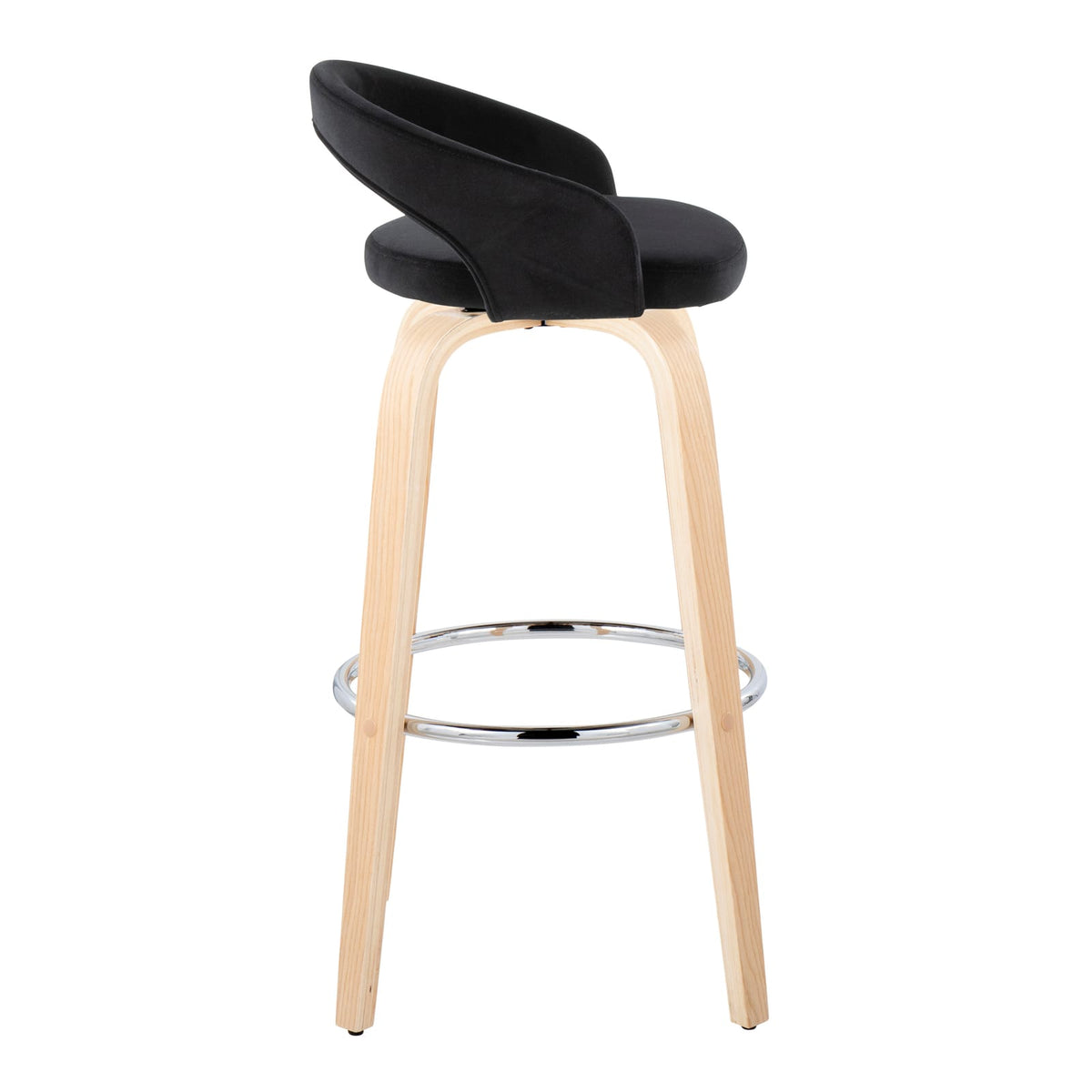 Black Velvet Bar Stool Set with Swivel for Dining Room