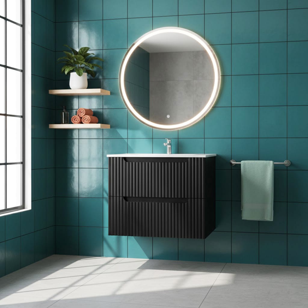 Goodyo 24" Wall Mounted Bathroom Vanity with Sink - Black