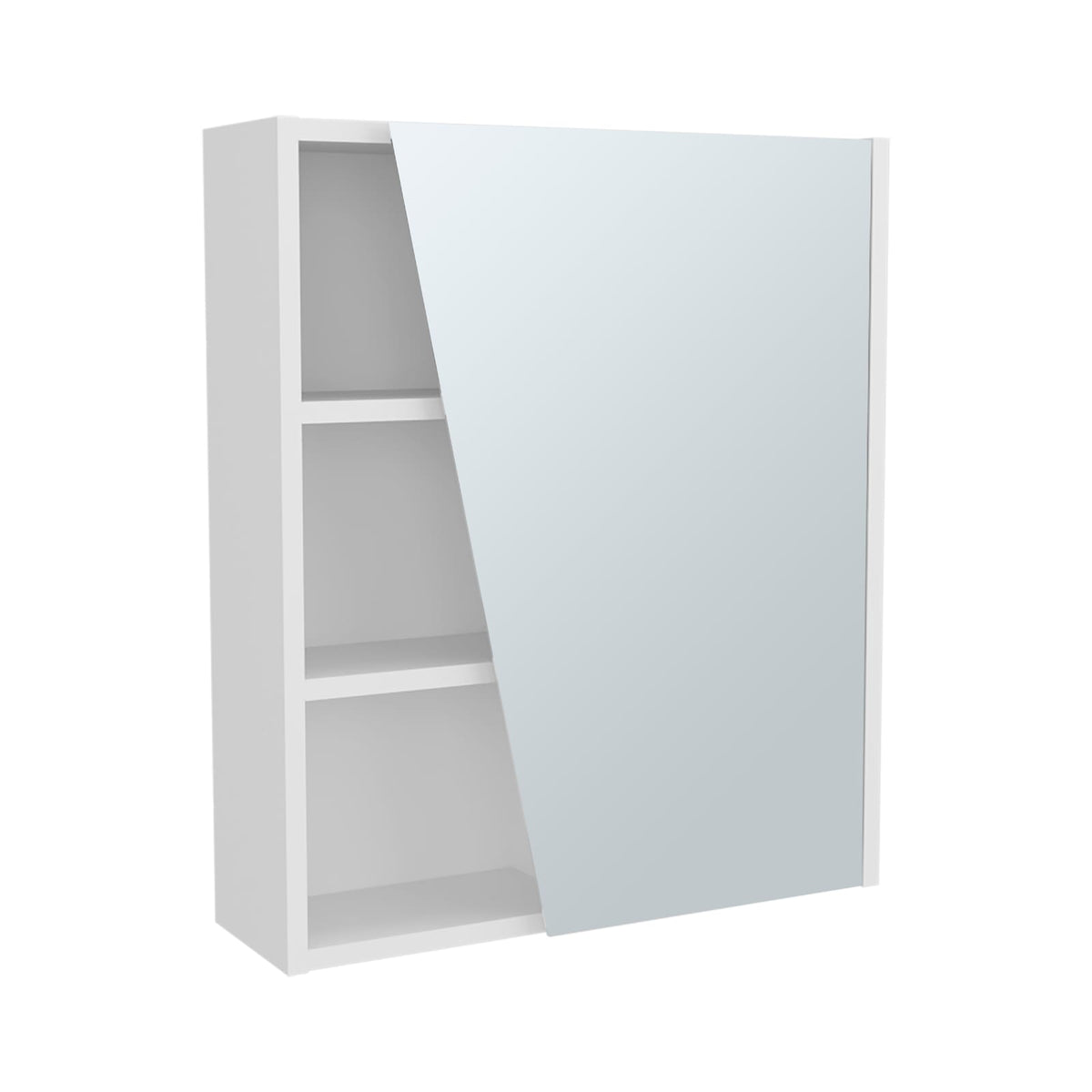 White Wall Mounted Bathroom Storage Cabinet with Mirror