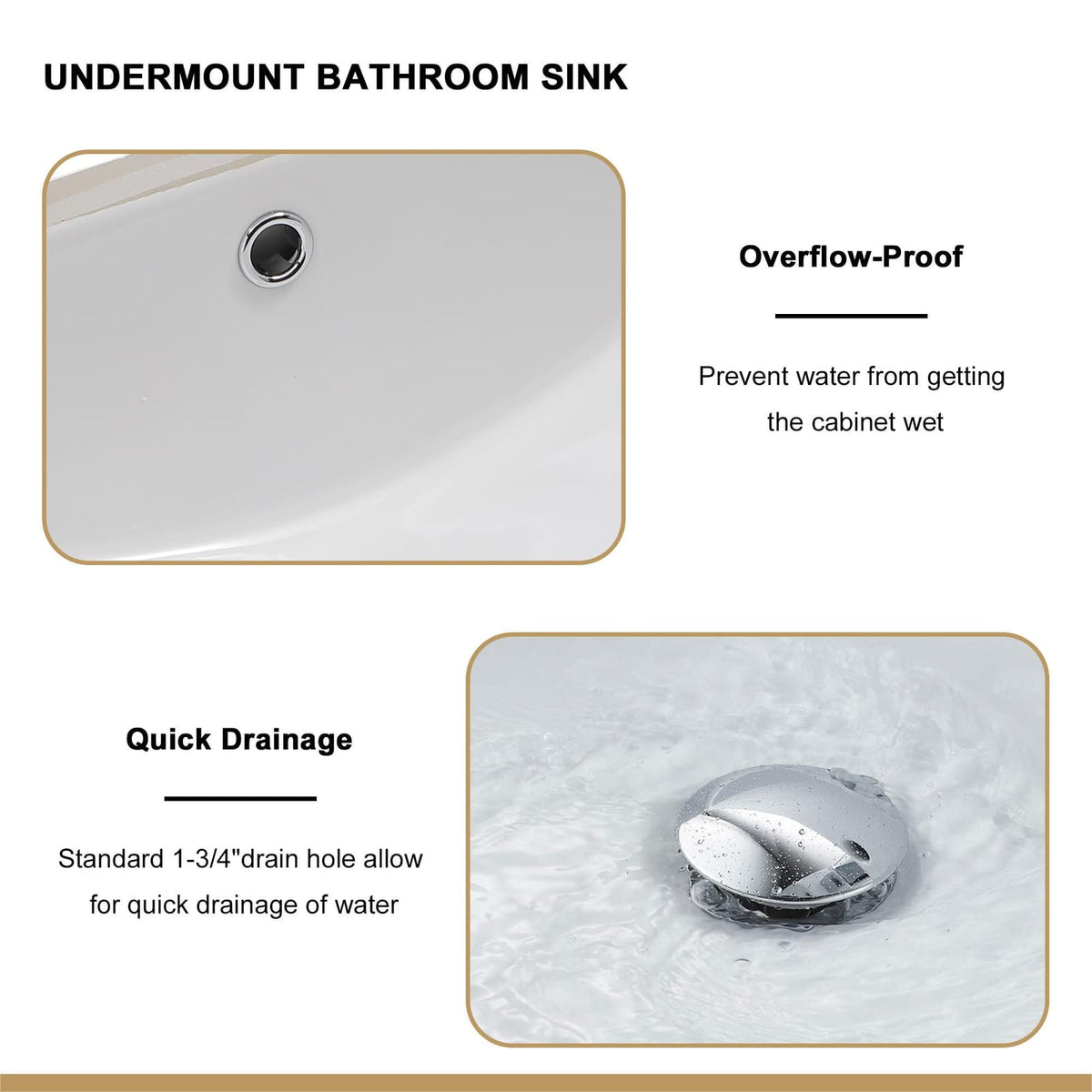 18.5" White Ceramic Rectangular Undermount Bathroom Sink - Stain Resistant