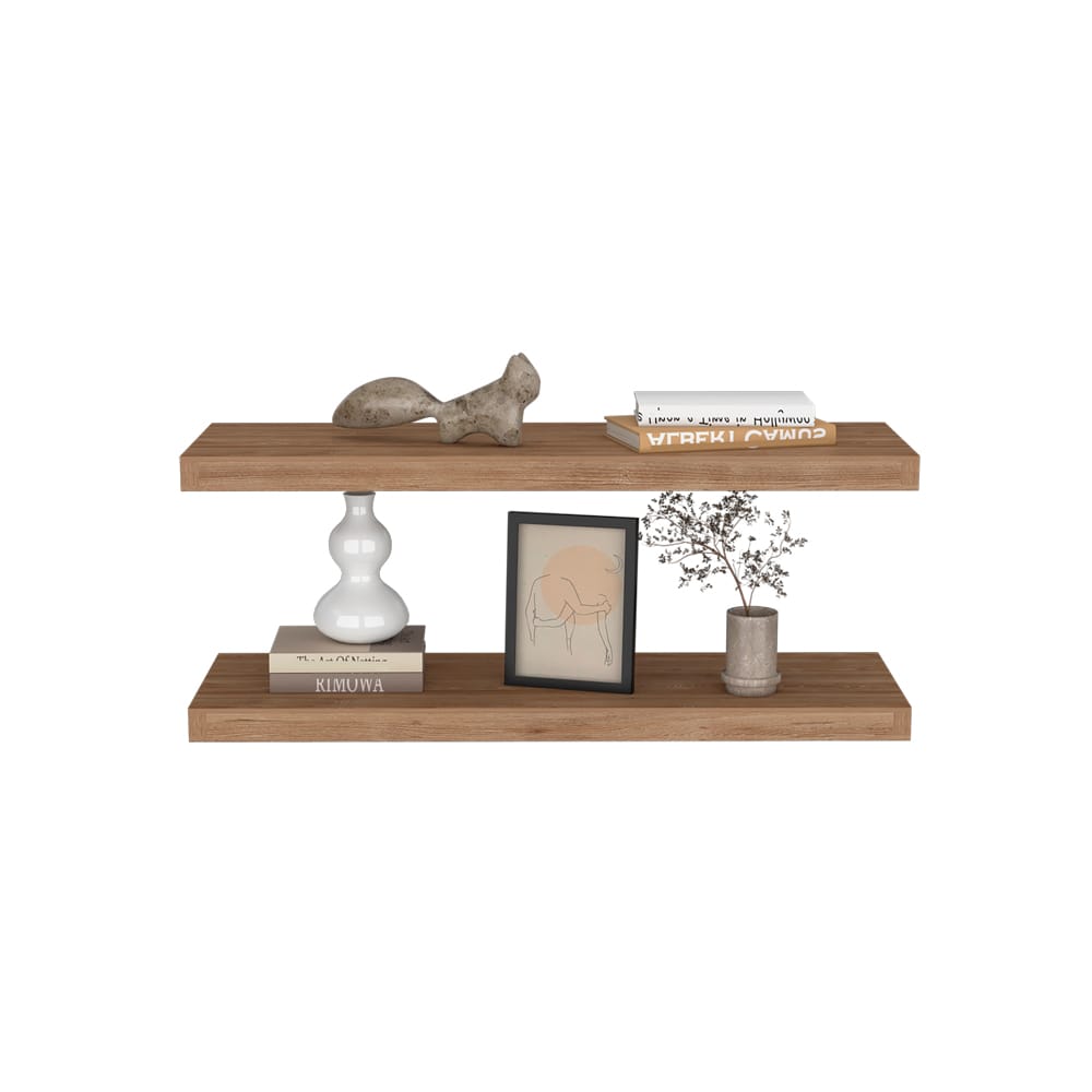 Beige Engineered Wood Floating Shelves - Set of Two
