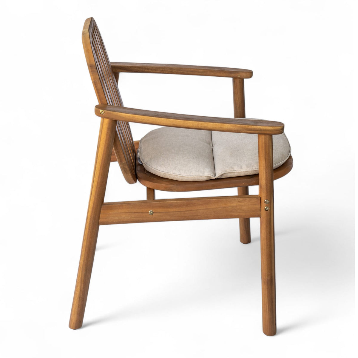 Teak Acacia Wood Patio Dining Chairs with Cushions - Set of 2
