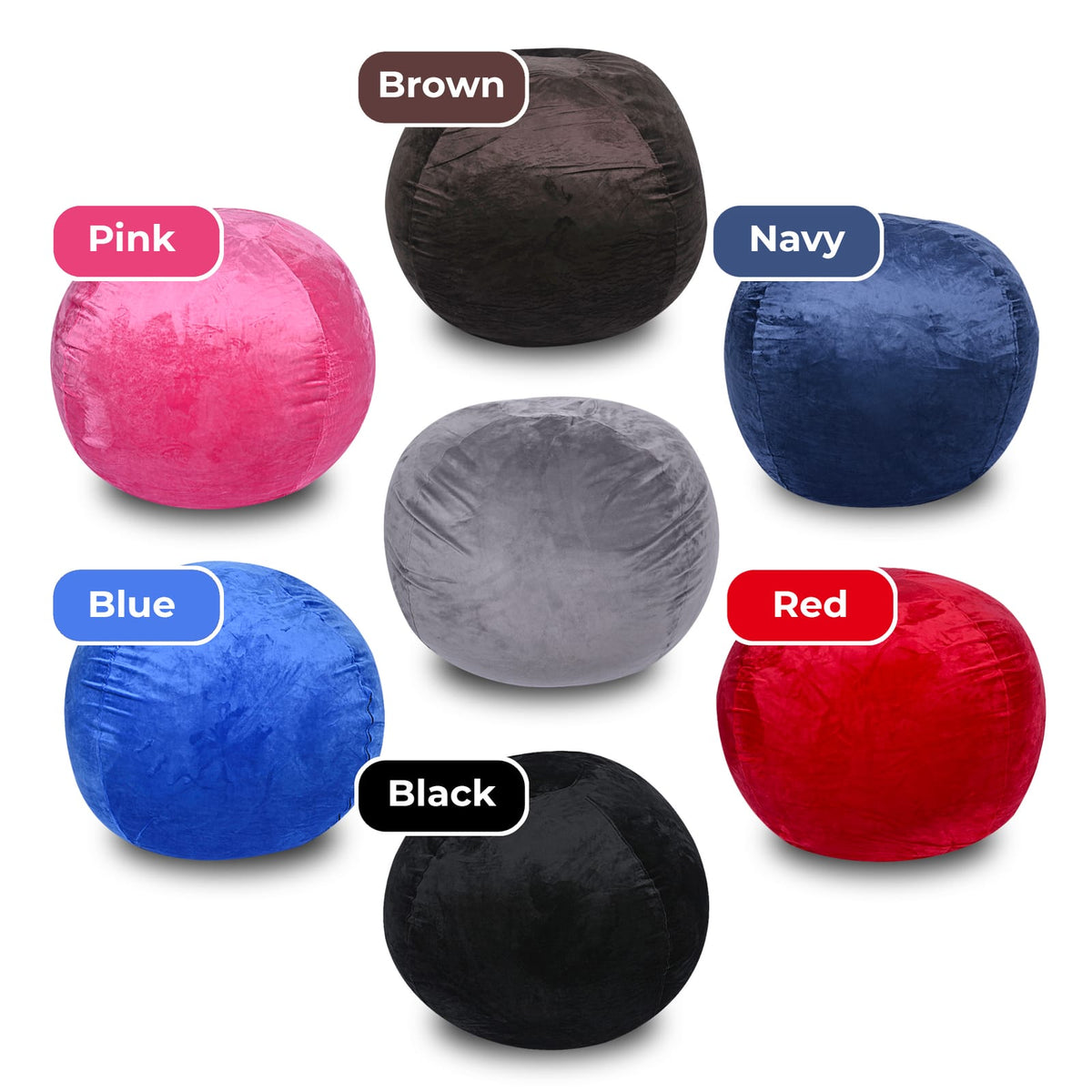 Navy Velvet Bean Bag Chair, 5ft Lounge Seat for Kids or Adults