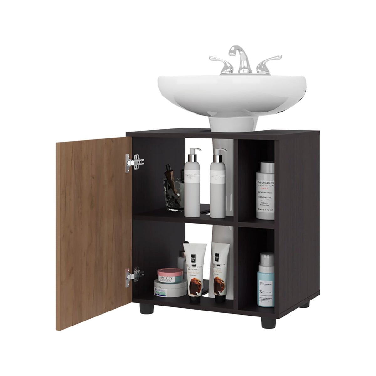Multi-Colored Bathroom Vanity with Storage Shelves