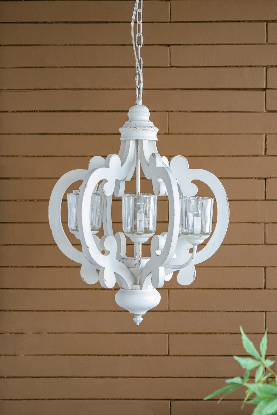 Cream Farmhouse Chandelier with Iron Details for Dining Room Lighting