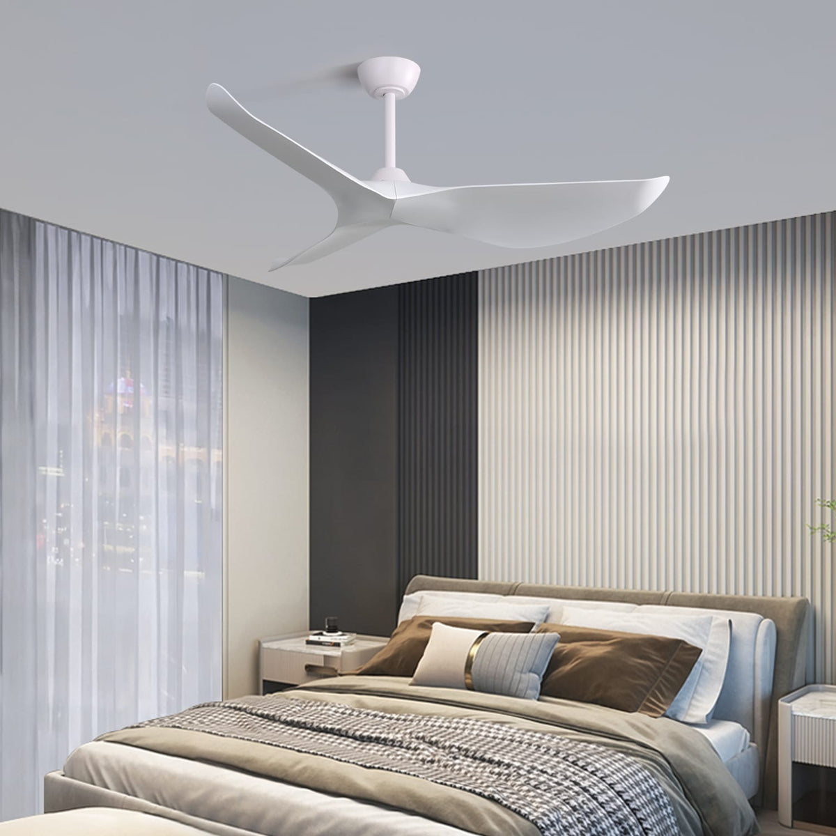 52 Inch White Ceiling Fan with Remote Control