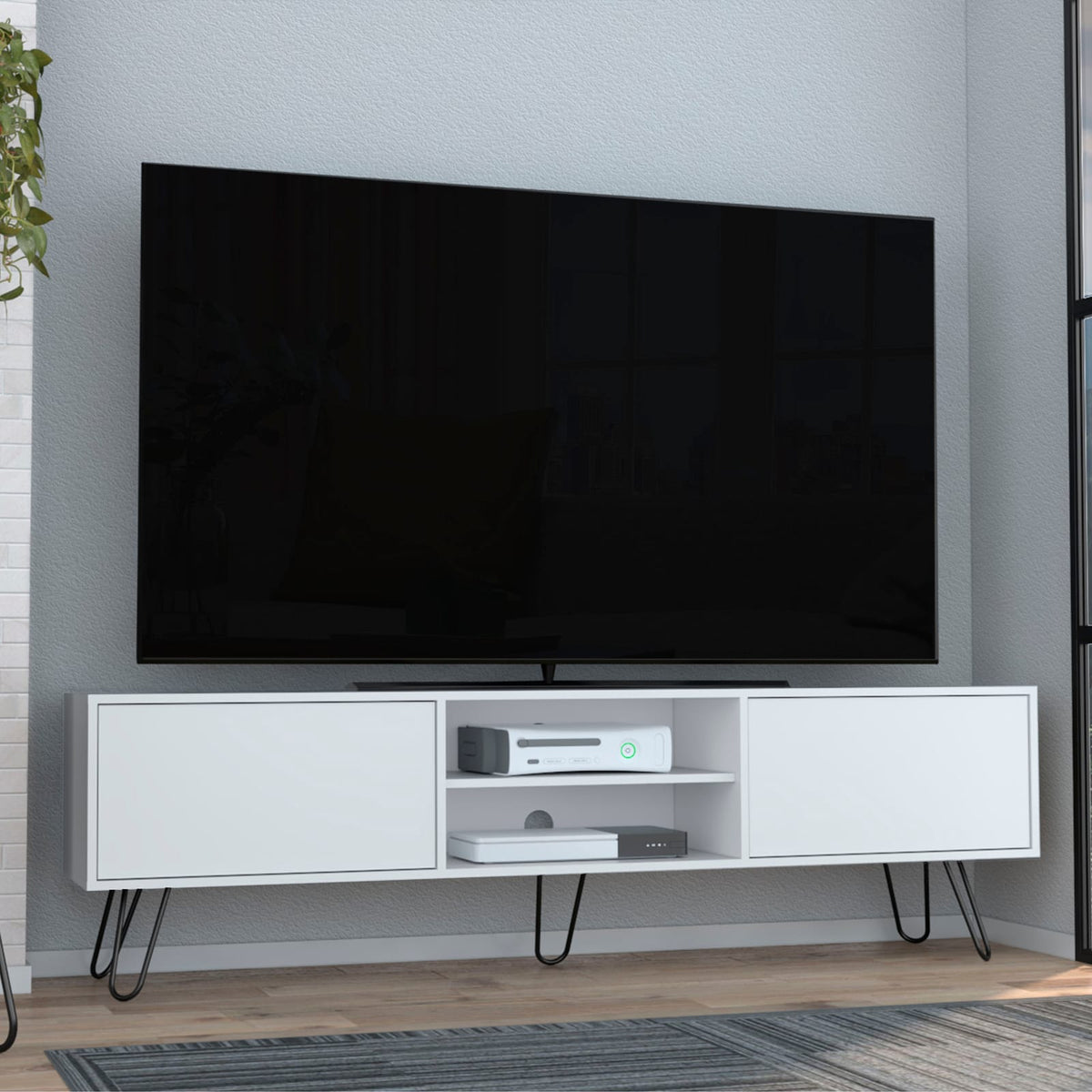 Vassel TV Stand - White, 55" Storage Unit
