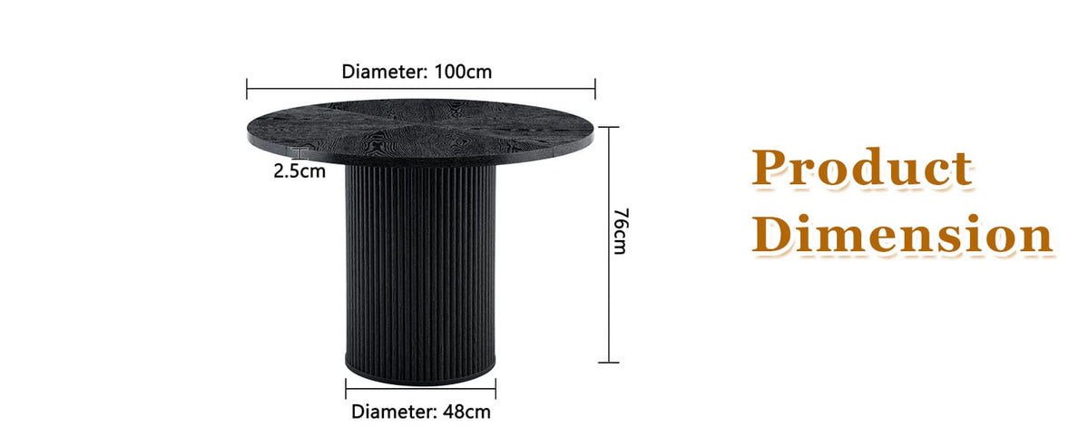 42 Inch Black Wood Dining Table with Hidden Storage for Dining Room