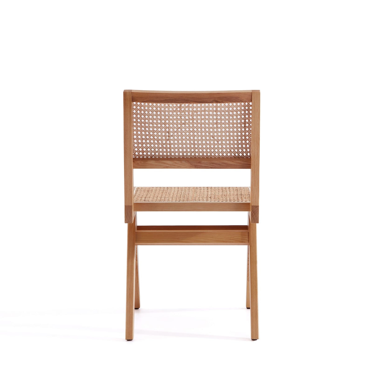 Dining Chairs Set of 2 - Natural Solid Wood Cane