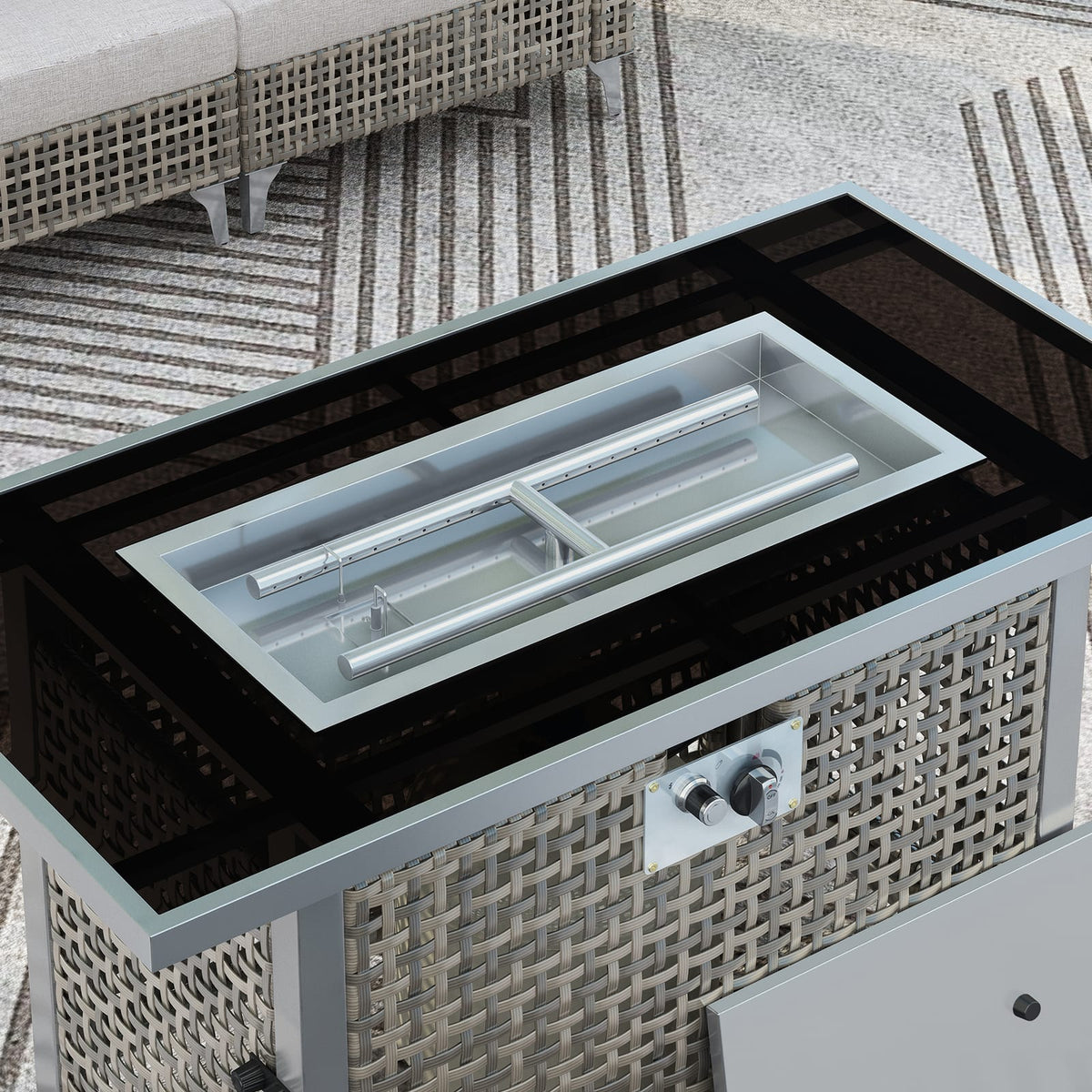 K&K 43" Propane Fire Pit Table - Grey Outdoor Heating
