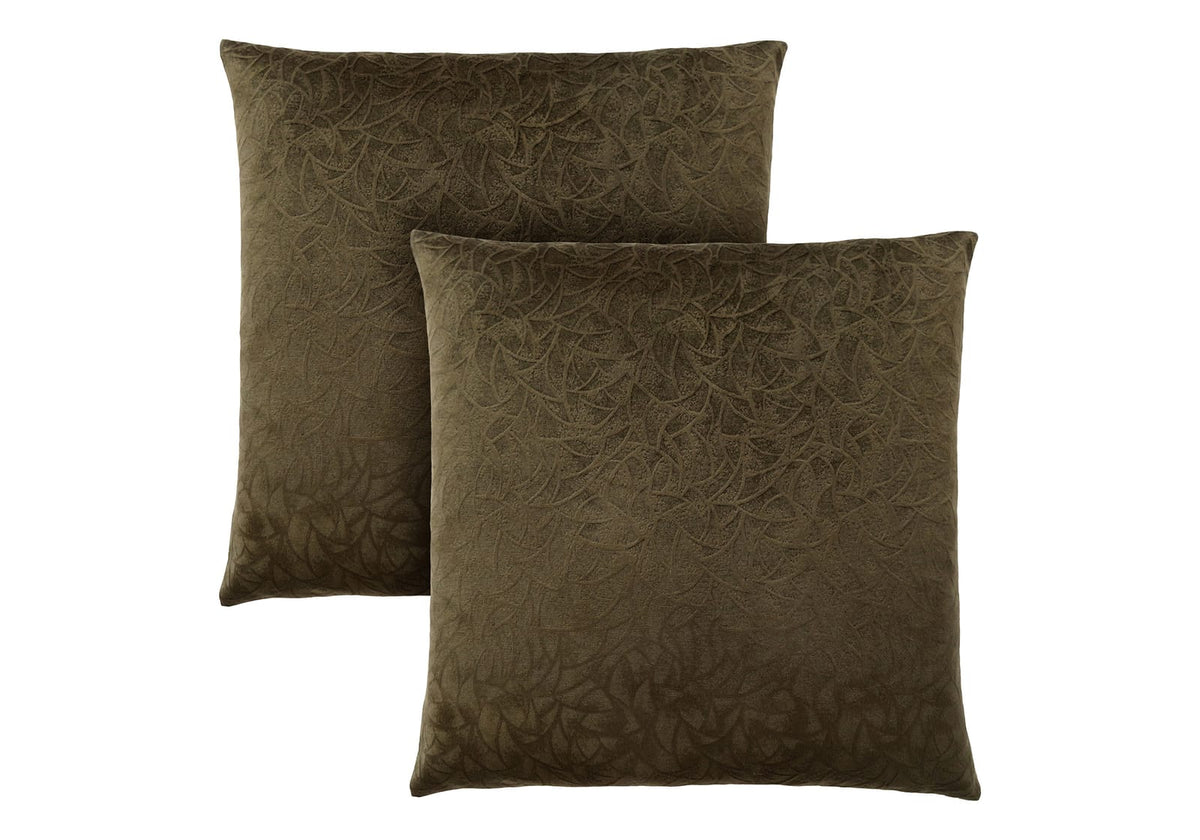 Green Velvet Throw Pillows Set of 2, 18x18 Inches Accent Cushions