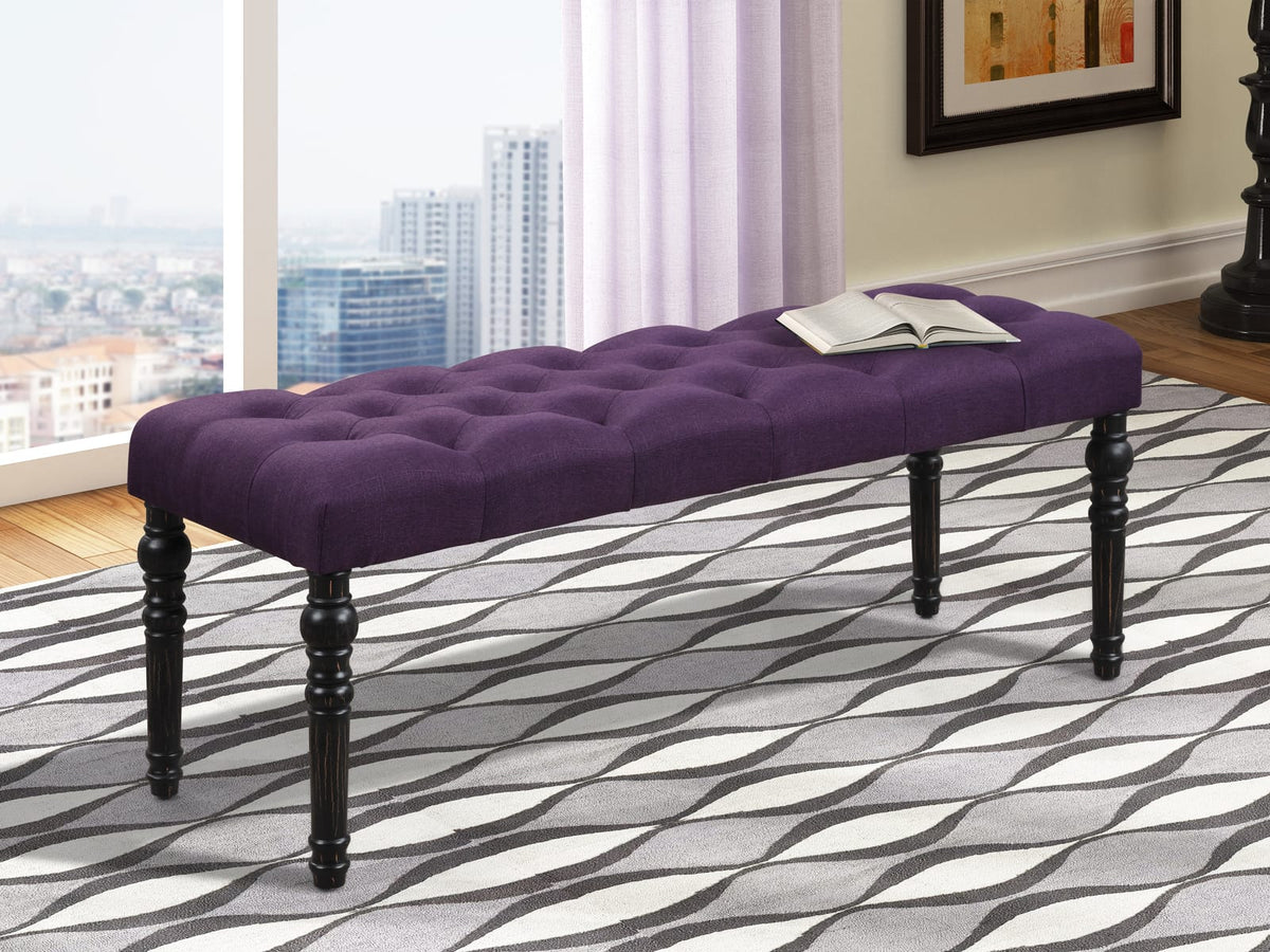 Purple Tufted Dining Bench - 60" Long