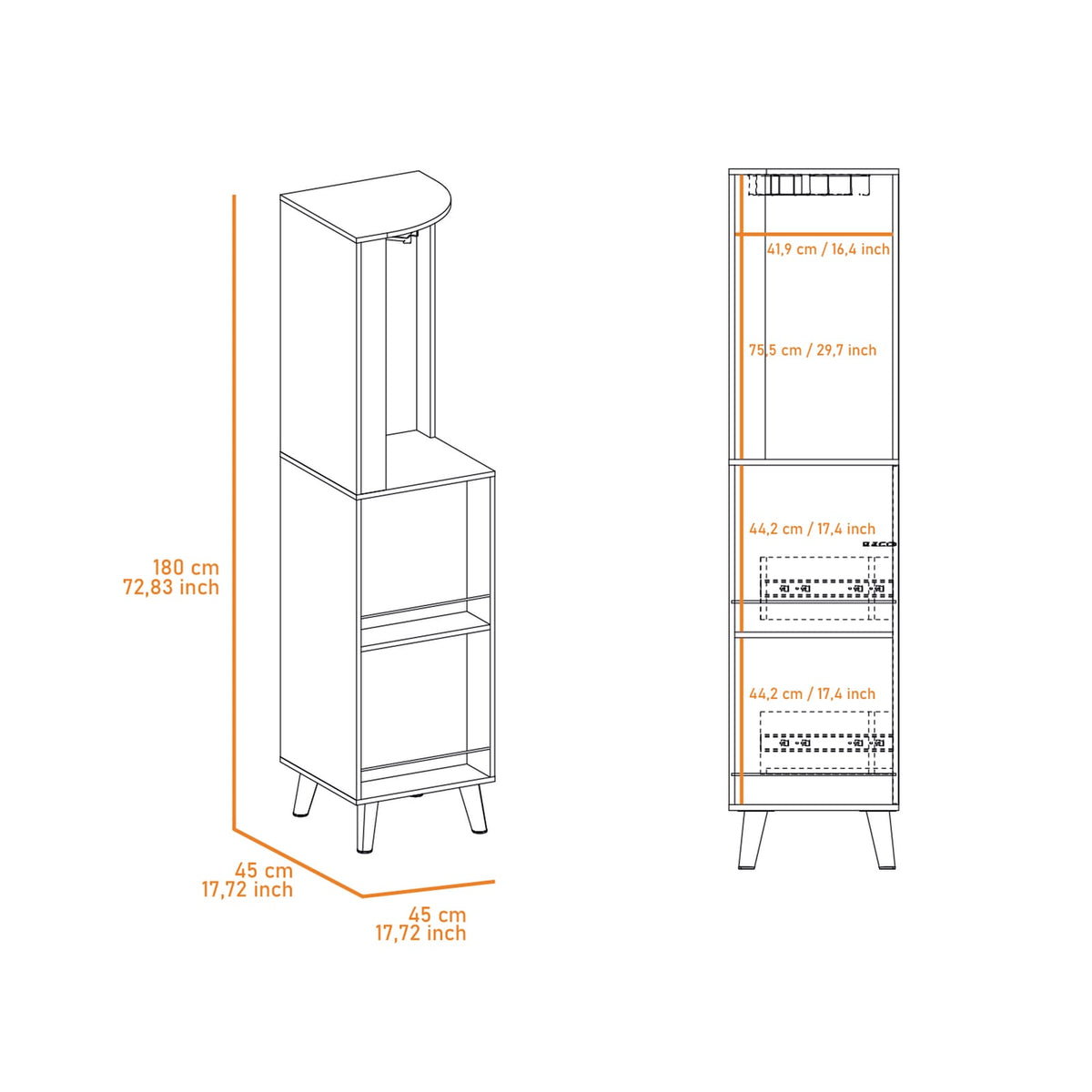 Dark Brown 1-Drawer 2-Shelf Corner Bar Cabinet - Storage & Display