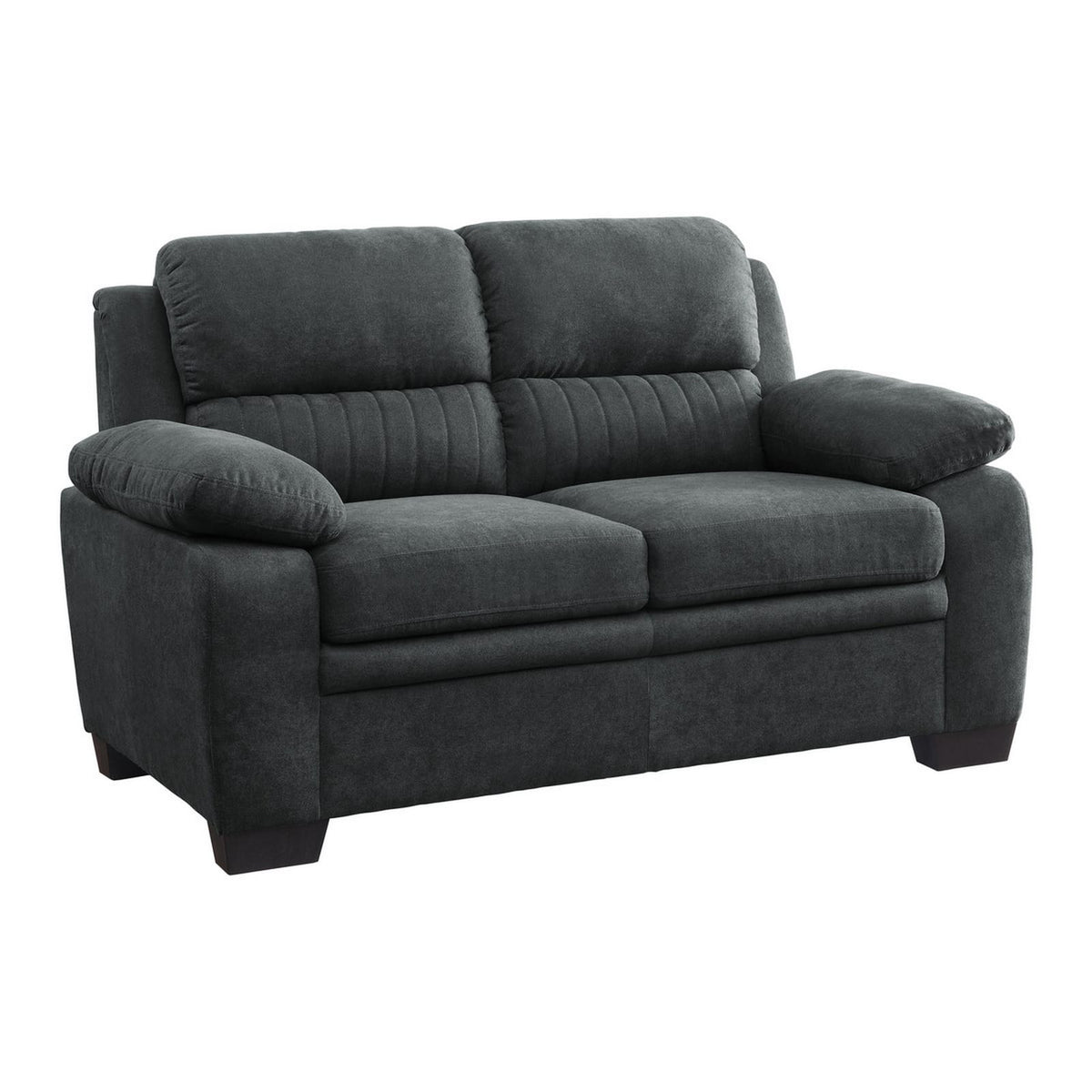 58 Inch Black Gray Loveseat - Wood Fabric Sofa
