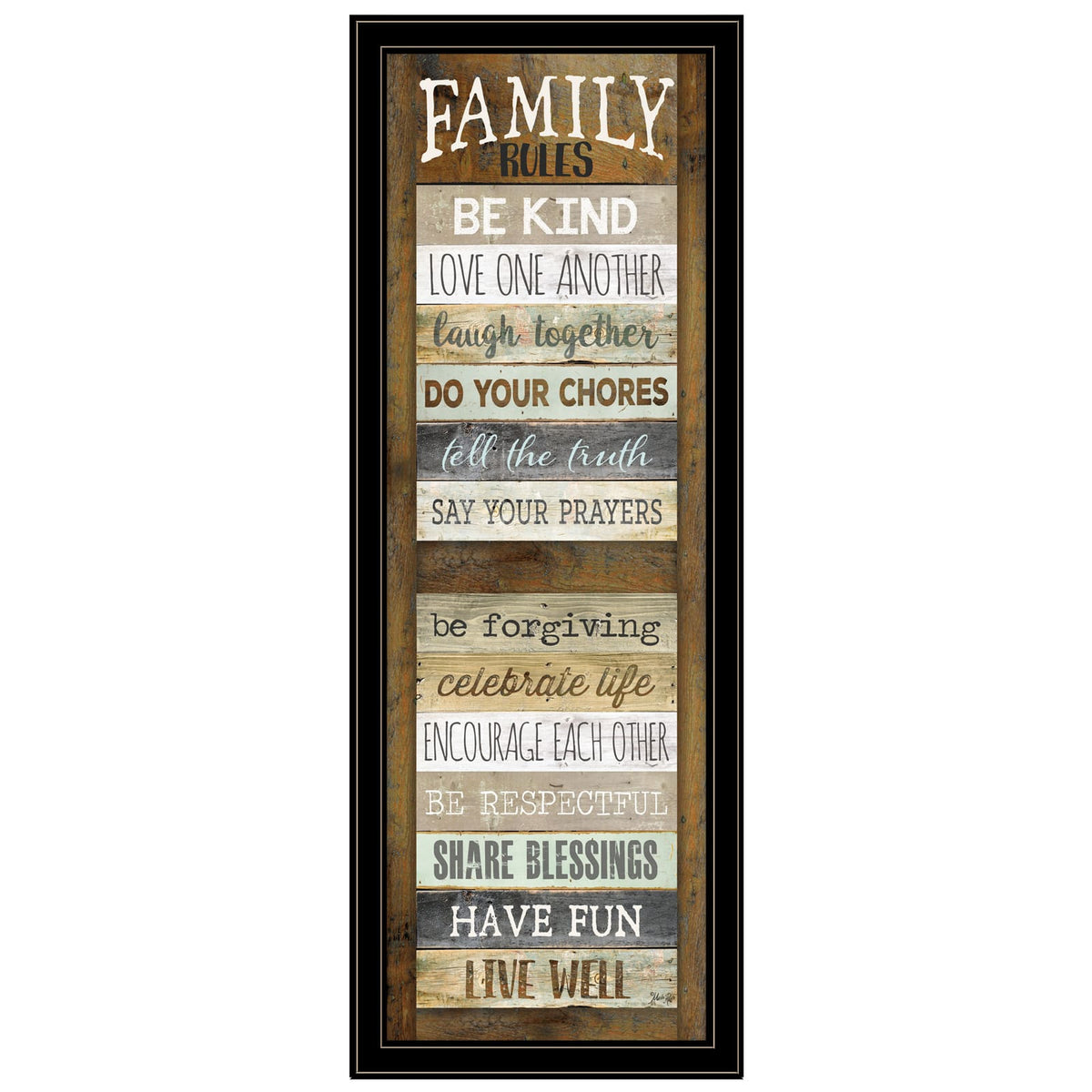Black Shutter Framed Print - Family Rules Decor