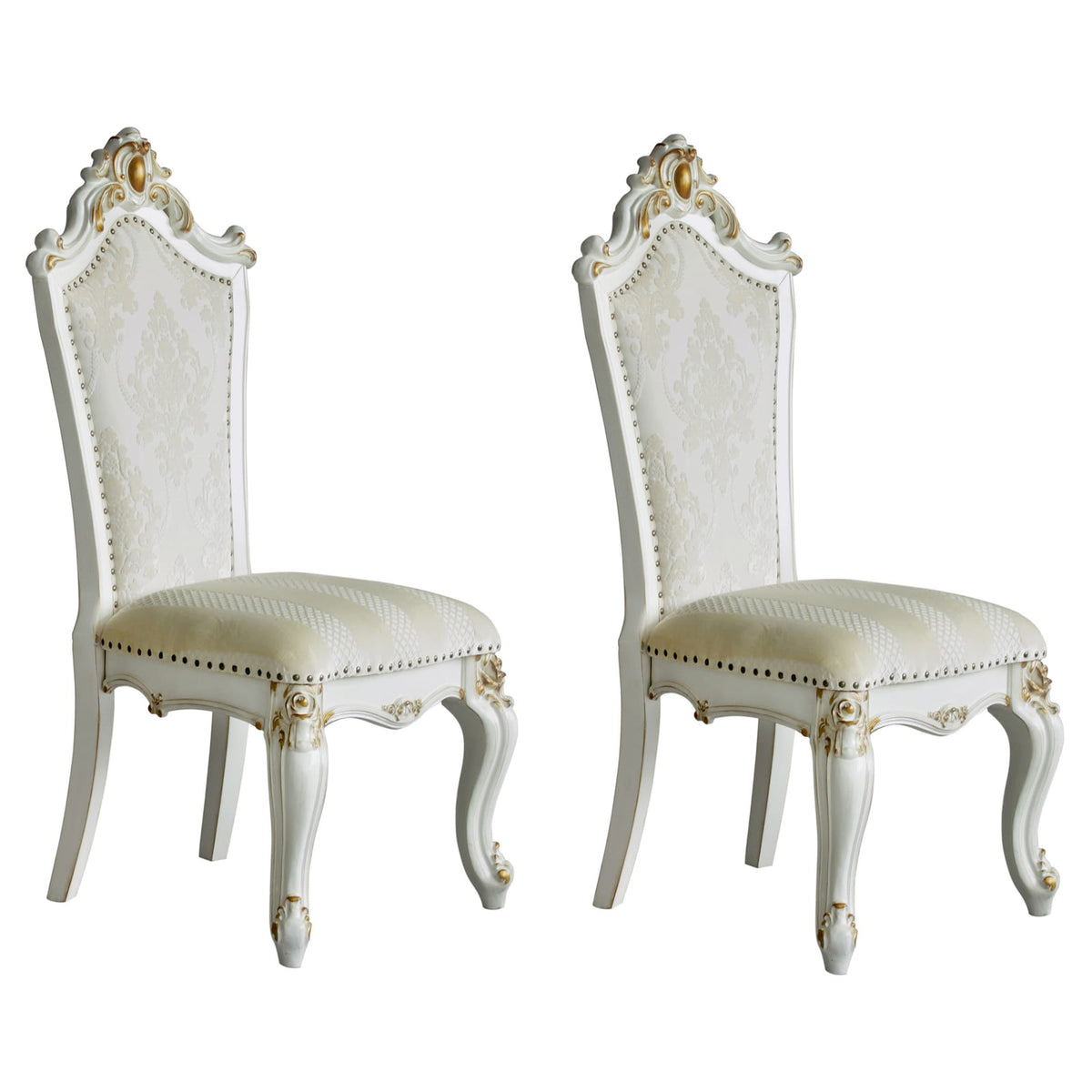 Brown and White Traditional Side Chairs - Set of 2