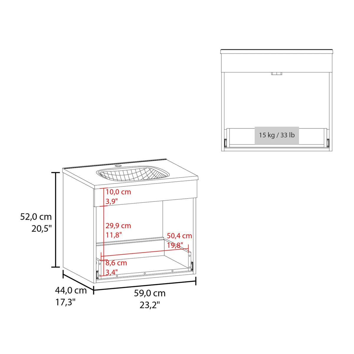 White 1-Drawer Bathroom Vanity with Sink - Storage Solution