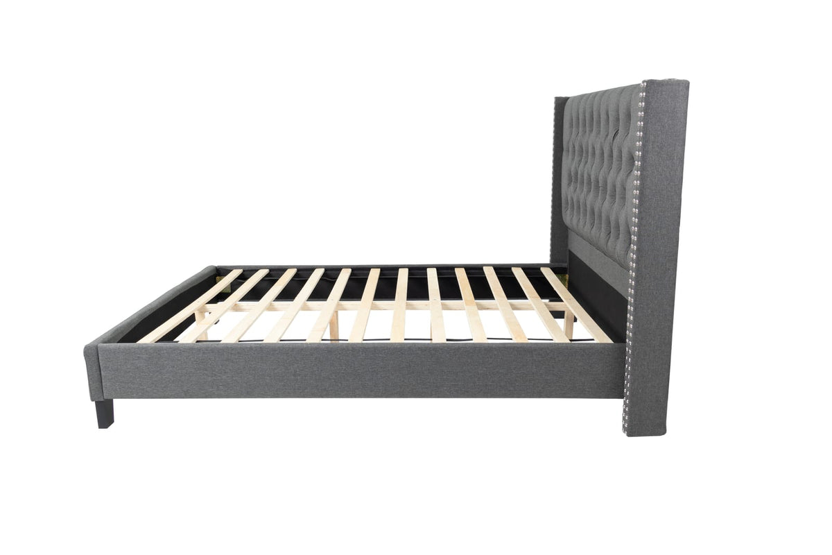 Queen Bed in Blue Gray - Box Spring Not Needed for Bedroom