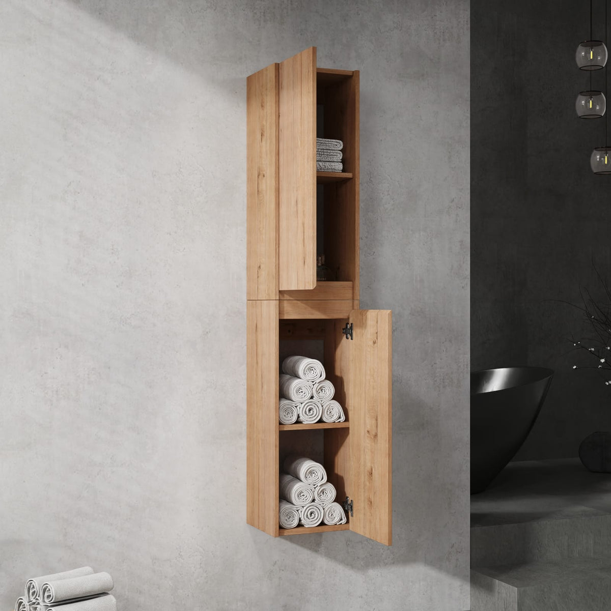 47.4" Imitative Oak Bathroom Vanity with Sink & Storage