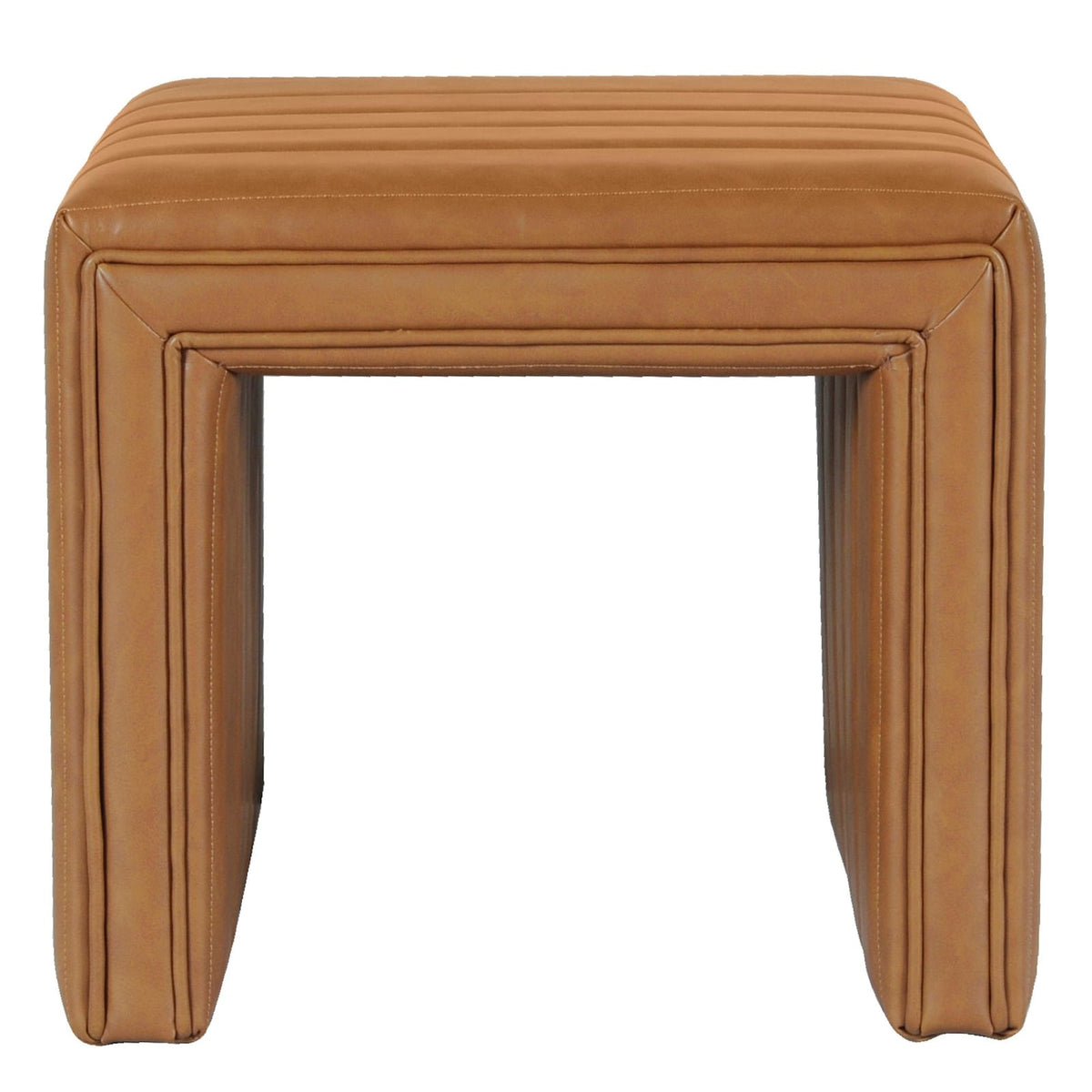 Ada Footstool Ottoman - Caramel Brown Faux Leather for Living Room