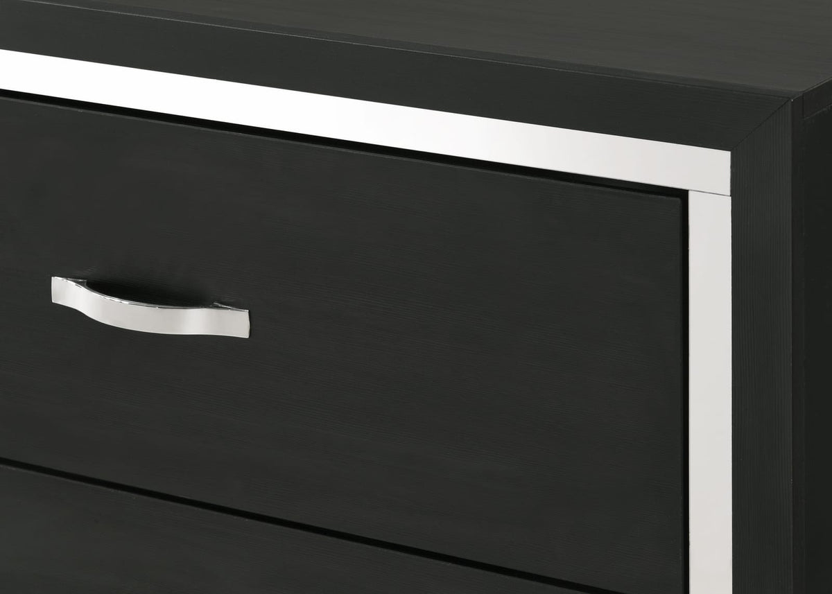 Black Wood 2-Drawer Nightstand - Modern Bedroom Storage