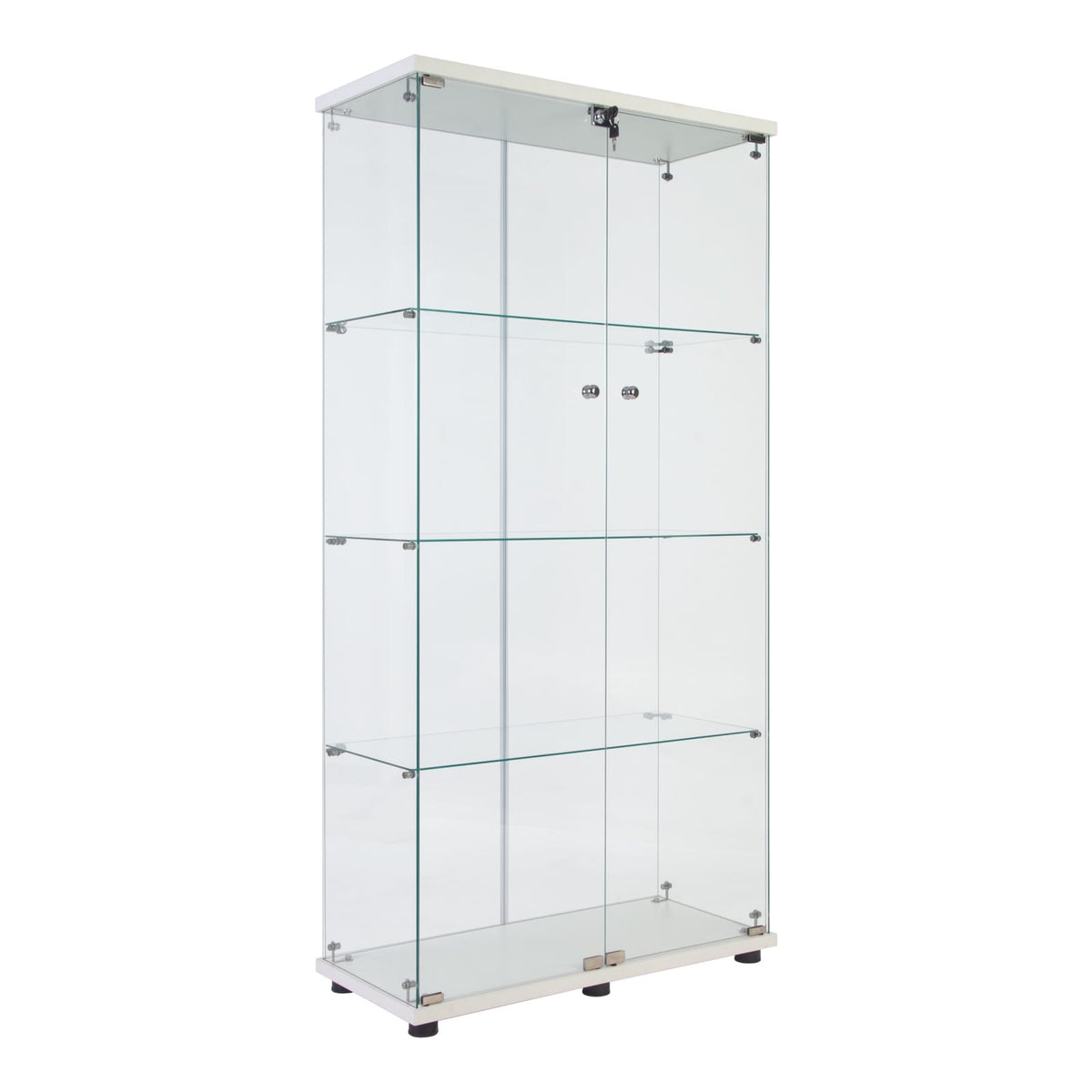 LED Glass Cabinet Display Case - 4 Shelves Black