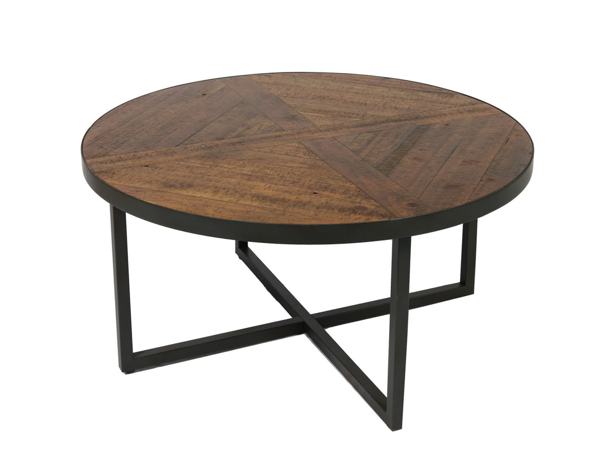 36 Round Brown Solid Wood Coffee Table