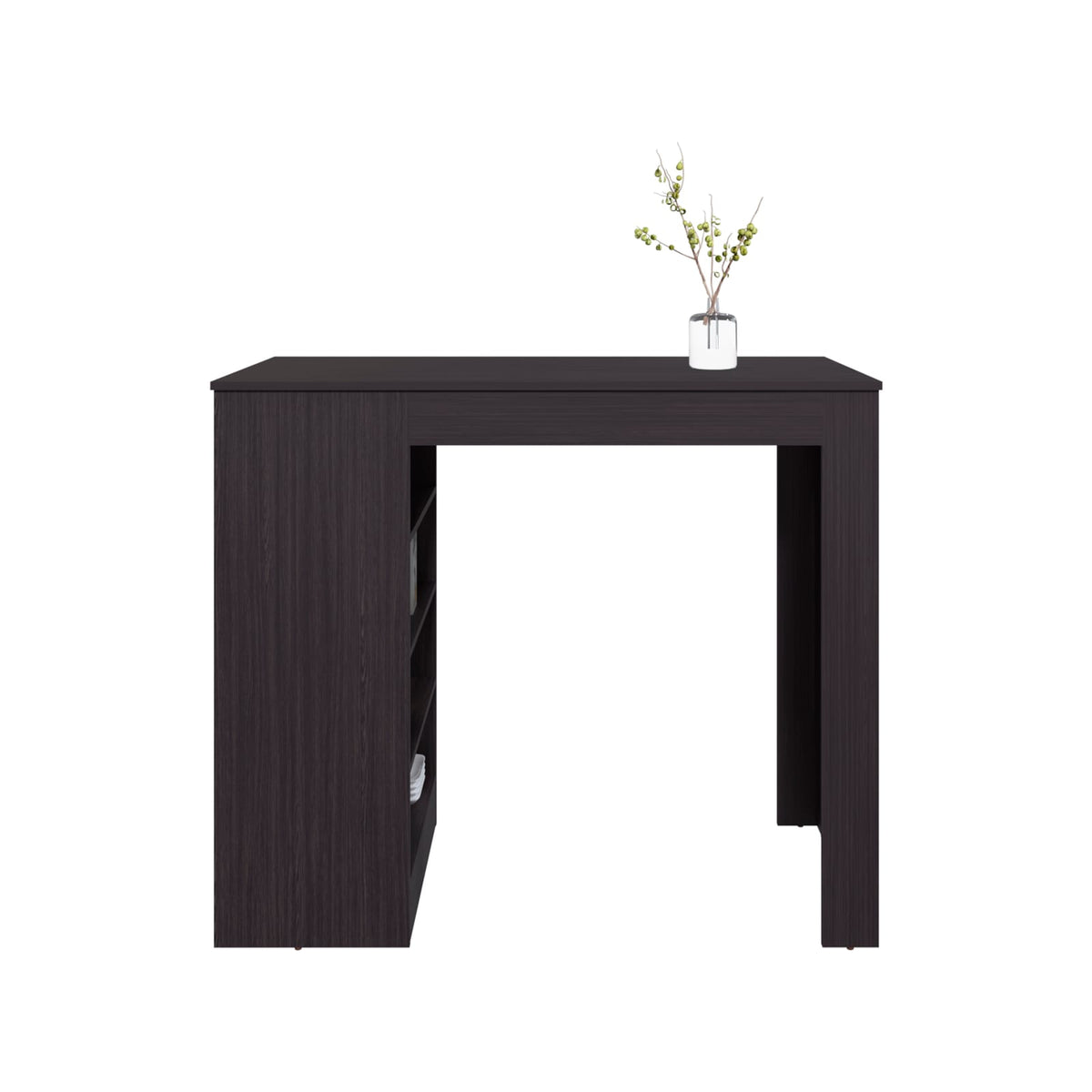 Black Counter Table with Shelves - Modern Dining Table for Living Room