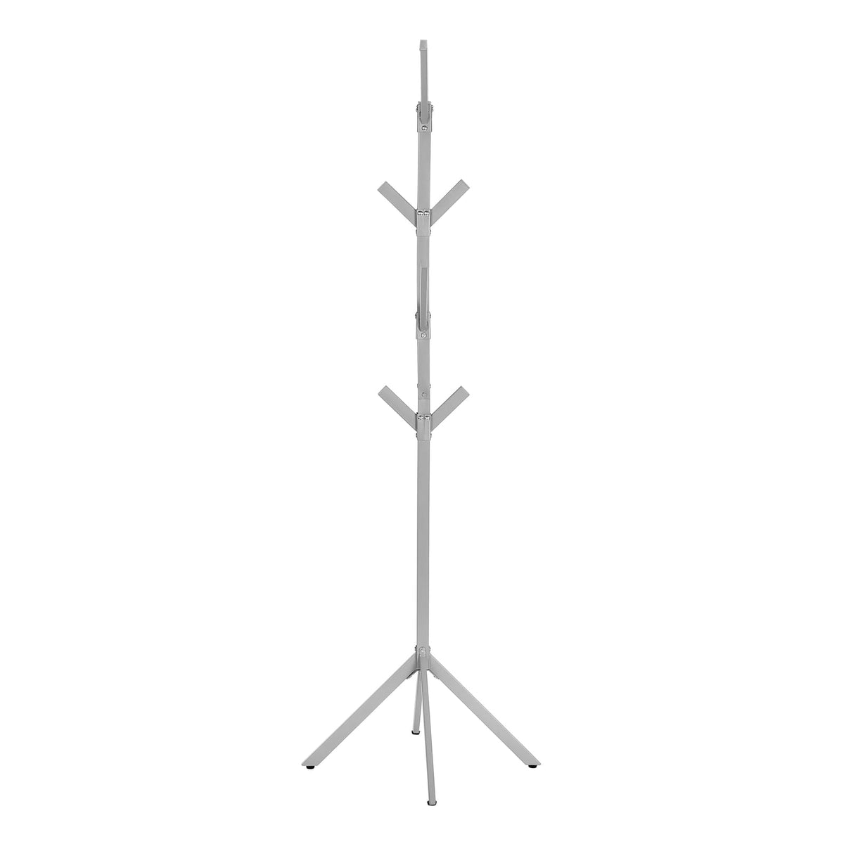 Silver Metal 4-Tier Coat Rack - 8 Hooks for Living Room