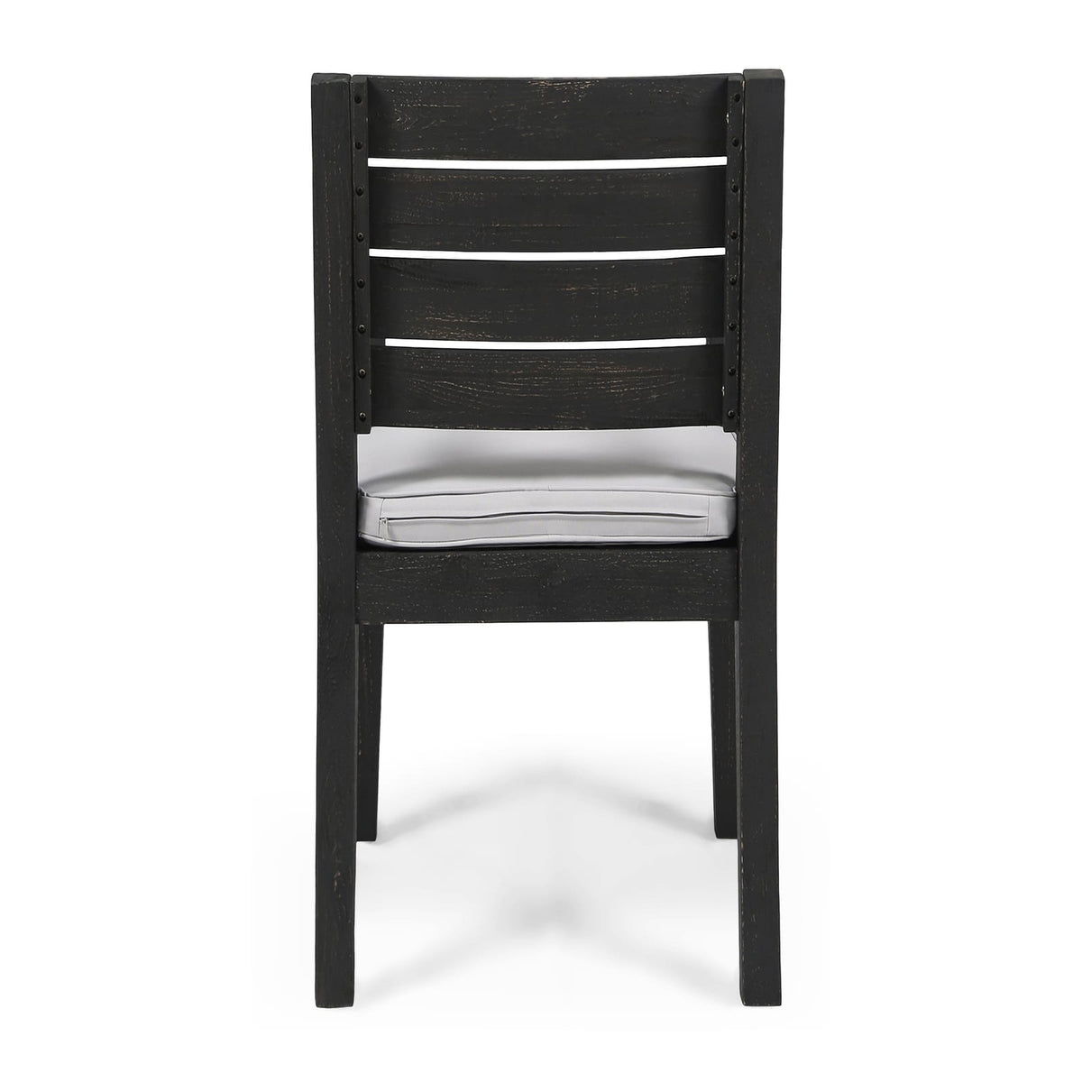 Light Grey Acacia Wood Dining Chairs - Set of 2 Outdoor Armless Patio Seating