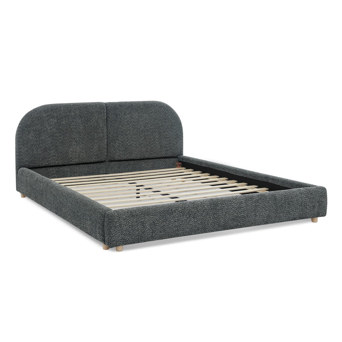 Queen Upholstered Bed Frame - Dark Gray, Modern Minimalist Style