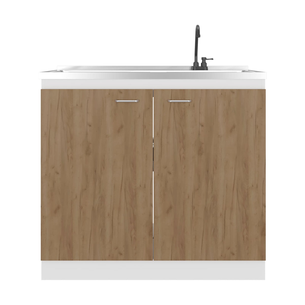 Modern Kitchen Sink Cabinet with Engineered Wood Storage and Faucet