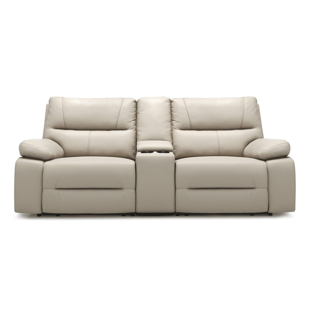 Beige Faux Leather Reclining Loveseat Sofa - 79" for Living Room